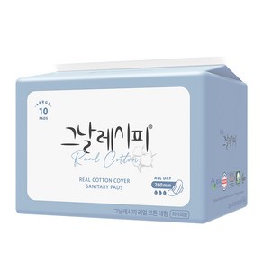 디레시피 그날레시피 리얼코튼 100% 순면커버 생리대 중형/대형(12p/10p), 대형, 10개입, 1개