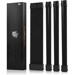 AsiaHose PSU 익스텐션 케이블 슬리브 커스텀 모드 PC, Black, Black, 30cm