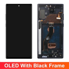 AMOLED 노트 10 플러스 스크린 갤럭시호환 N975F LCD 디스플레이 프레임 지지대 S 펜 지문, With Black Fame