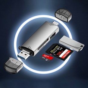 라이트닝웍스 멀티 USB 3.0 C타입 듀얼 메탈바디 카드 리더기