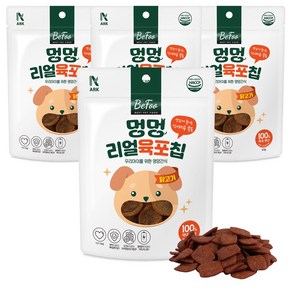 베푸 멍멍 리얼 육포칩 강아지 영양간식 반려견 토핑용 크런치 과자 장건강 유산균 베타글루칸, 4팩, 50g, 치킨맛