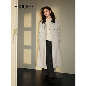 KUOSE 쿠오세코트 카라 모직 롱코트