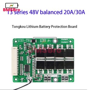 18650밸런싱 BMS 18650 리튬 배터리 충전 밸런서 이퀄라이저 전기 자전거 Escoote 온도 공통 13S 30A 8MOS, 한개옵션0