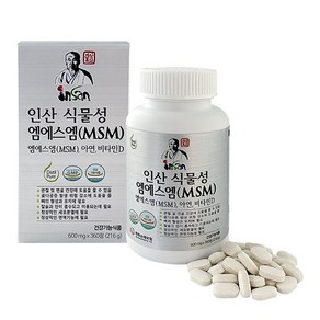 [인산죽염 정품] 인산가문 최은아 박사 인산 식물성 MSM 엠에스엠 무릎 관절 영양제 600mg x 360정, 216g, 1개