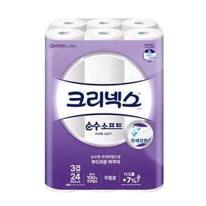 크리넥스 천연펄프 3겹 순수 소프트 화장지, 28m, 24개입, 1개