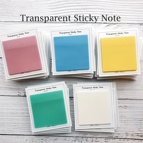 투명 컬러 STICKY NOTE - 점착식 메모지 포스트잇 메모지 7.5x7 5cm, 옐로우