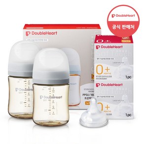 더블하트 모유실감 3세대 PPSU 모먼트 트윈팩 160ml+젖꼭지(2입), 새벽그레이, 3세대 젖꼭지SS, 1개