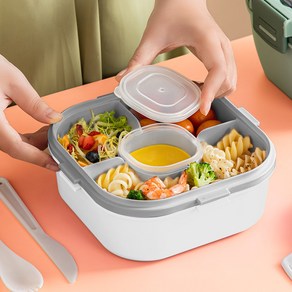 CNTCSM 완벽 밀폐 2단 도시락통 런치박스 세트, 1700ml × 화이트 × 1개, 1개