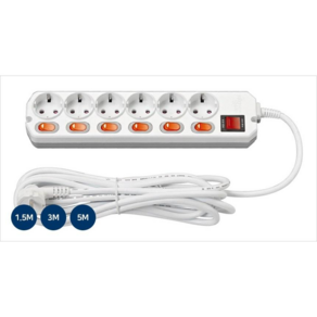 국산 안전 멀티탭 멀티코드 멀티콘센트 개별 절전 과부하차단 6구 1.5M 3M 5M