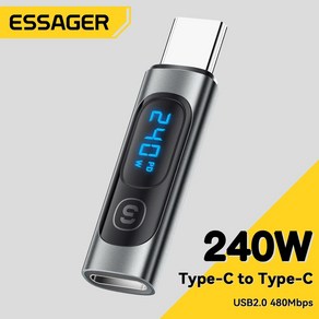 Essage USB C 30 OTG 어댑터 디지털 디스플레이 데이터 어댑터 맥북 프로 에어 삼성용 C타입C타입 PD 240W 100W, 1개, 1.Black C TO C