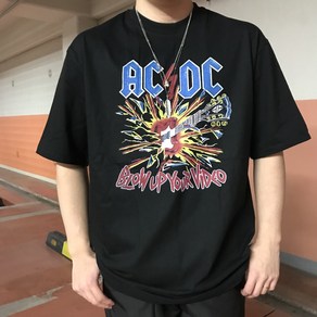 ACDC 비디오 티셔츠 블로우업 기타 반팔 (2color) (남여공용)