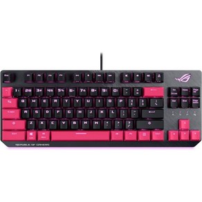 ASUS RGB 기계식 게이밍 키보드 ROG Stix Scope TKL  체리 MX 브라운 스위치 FPS 정밀도용 2배 넓은 Ctl 키 PC용 블랙, ROG Chey MX Red Switches, Pink, 텐키리스, Pink