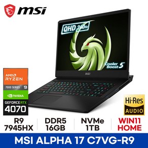 MSI 알파 17 C7VG-R9 QHD 라이젠9 7945HX RTX4070 16GB 1TB WIN11 HOME / 마우스