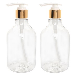 병도매닷컴 DN650 용기 650ml + 디스펜서, 용기(투명), 캡(골드), 2개