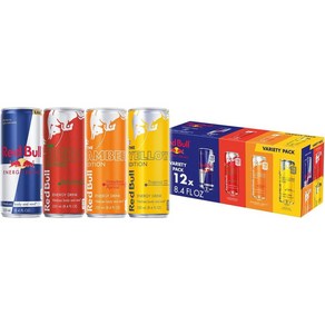 Red Bull 레드불 에너지 드링크 버라이어티 팩 레드+엠버+옐로우 에디션 250ml 12캔