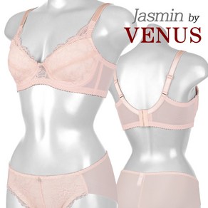 VENUS JASMIN 여성속옷 파워넷 광폭날개 레이스 부직포몰드 풀컵 노와이어 브라팬티세트 빅사이즈 201254S