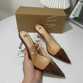 자라 여성용 하이힐 MULL 뮐러 슈즈 PVC 7cm