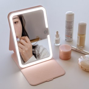 윈세프 휴대용 미니 LED 거울 WM01 메이크업 조명 접이식 거울, 펄핑크