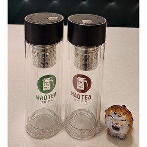 진하오차 이중유리 티 템블러 (자석걸름망) 내열유리 보틀 차망 티보틀 자석걸름망 다기, 1개, 320ml, 랜덤