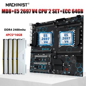 MACHINIS 듀얼 CPU 마더보드 콤보 LGA2011-3 Xeon E5 2697 V4 프로세서 세트 DDR4 64GB 2400MHz ECC RAM M., 01 CHINA_01 마더 보드 + CPU + RAM