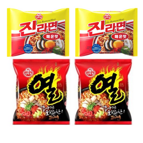 오뚜기 진라면 매운맛 120g 5개입 x 2팩 + 열라면 5개입 x 2팩, 1세트, 20개