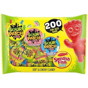 Sour Patch Kids 스웨덴 피쉬 미니 소프트 앤 츄이 캔디 버라이어티 200개