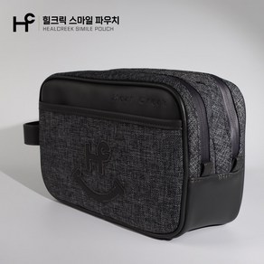 힐크릭 스마일 투지퍼 2단 골프 파우치 HCPO-O07, 블랙