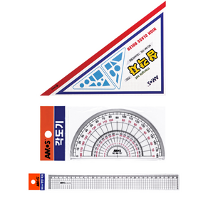 AMOS 각도기+삼각자+광폭방안자 30cm 세트, 1개, 상세페이지 참조