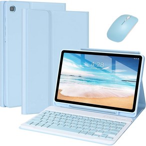 적용 갤럭시 탭 블루투스 한국어 키보드 케이스 + 마우스, S6 Lite 10.4 P610, 블루