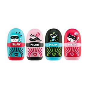 MILAN 밀란 캡슐 연필깎이+지우개 슈퍼히어로, 1개, 핑크