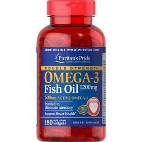 Puitan's Pide Double Stength Omega-3 Fish Oil 12 Puitan's Pide 더블 스트렝스 오메가-3 피쉬 오일 1200 Mg 180, 180개(1팩), 1개, 180정