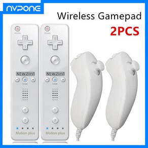 Wii 콘솔용 Nunchuck 컨트롤러 포함 리모컨 게임용 모션 플러스 무선 게임패드 2 개, 1개, 8.White- 1 Set