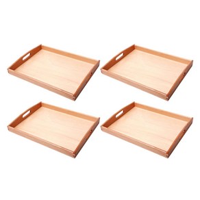 SJSHOP 4pcs 몬테소리 나무 상자 장난감 홀더 트레이 어린이 조기 교육 완구, 25x20x2.7cm, 나무 색상, Beechwood, 4개