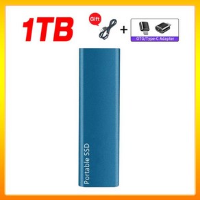 휴대용 외장 하드 드라이브 1TB 2TB 모바일 솔리드 스테이트 USB 3.1 디스크 SSD 노트북 맥용, 09 Blue-1TB, 09 Blue 1TB