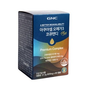 지앤씨 GNC 아쿠아셀 오메가3 코큐텐디 620mg 60캡슐 1개월분 미세입자 저분자 502715, 60정, 1개