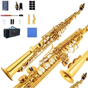 소프라노 색소폰 SAX Bb Brass 옻칠 골드 바디와 키 목관 악기 금