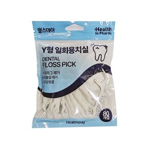 덴트픽 프로폴리스 일회용 손잡이 치실 치간치실 y형, 1개, 80개입