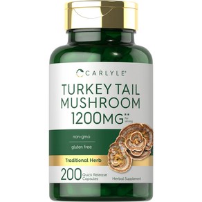 Calyle Tukey Tail Mushoom Capsules  1200mg  2 Calyle 터키 꼬리 버섯 캡슐  1200mg  200 카운트  비 GMO 및, 1개, 200정