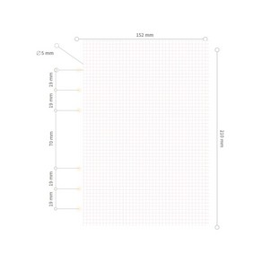 드림널스 A5 6공 다이어리 모눈 속지(120g) 리필 180page 대용량, 1개