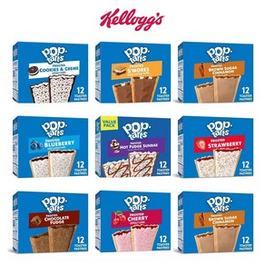 [Kellogg's] 켈로그 Kellogg's 팝타르트 poptats 12개입 10종 Pop-Tats Fosted Pasties, 04 S'moe 캠핑스모어 12개입, 1박스, 576g