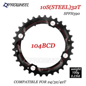 MTB 자전거 Chaining 64 96/104 BCD Chainwheel 22/24/26/28/32/36/38/40/42/44T 더블/트리플 Spock 크랭크 수리 치아, [09] M9 10S 32T SPFH590, 1개