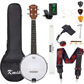 Kmise 4 Banjole Banjo Ukulele Concet 사이즈 23인치 가방 튜너 스트랩 줄 포함 픽업 픽 자 렌치 브릿지, Banjolele Banjo Ukulele Conce, 1개