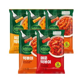 비비고 떡볶이 x5개(오리지널 2개+치즈 2개+스파이시 1개), 없음, 1개, 360g