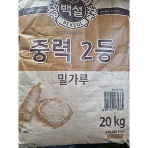 CJ 제일제당 백설 밀가루 중력2등 20kg 대용량 업소용, 1개