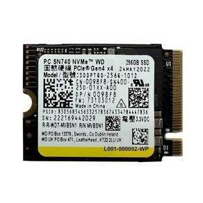 SSD NVMe M.2WD SN740 256GB SSD M.2 2230 30mm NVMe PCIe 4.0 Gen 4 x 4(OEM), 256 GB, 1) 256 GB