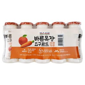 파스퇴르바른목장요구르트(사과당근) 100MLx5입롯데푸드(주), 5개, 100ml