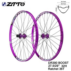 ZTTO DR390 튜브리스 휠셋 자전거 AM 엔듀로 휠 35mm 와이드 림 148 스루 액슬 135 QR 부스트 32H 36T 래칫 27.5 인치 29 인치, 1개