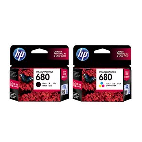 [HP] 완전 정품 DESKJET INK 4536 프린터전용 HP680검정+HP680칼라 잉크 세트, DESKJET4536 프린터전용 HP680검정+칼라잉크, 1개