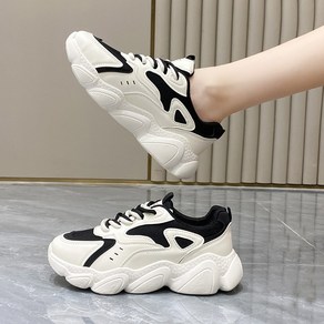 POMTOR 여자 데일리 발편한 운동화 여성 캐주얼 키높이 스니커즈 어글리슈즈