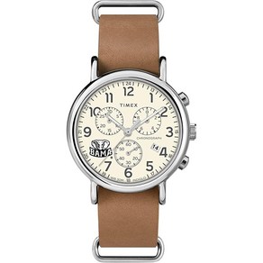 Timex 타이맥스 Tibute 남성용 대학 위켄더 크로노 40mm 쿼츠 가죽 스트랩 미시간 주 스파르탄 모던.